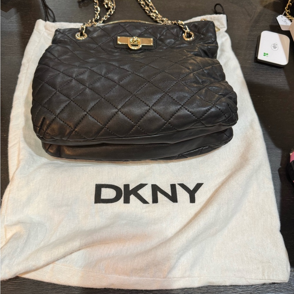 DKNY Black Quilted Women's Bag. Preloved.